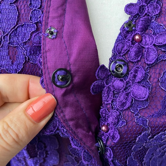 Cachet by Bari Protas Women Vintage Purple Lace Blazer Jacket Women’s Size 9/10 - Picture 3 of 15